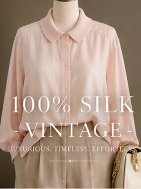 100% Silk Vintage Josephine Chaus Blouse Pink Size 12 Soft Feminine
